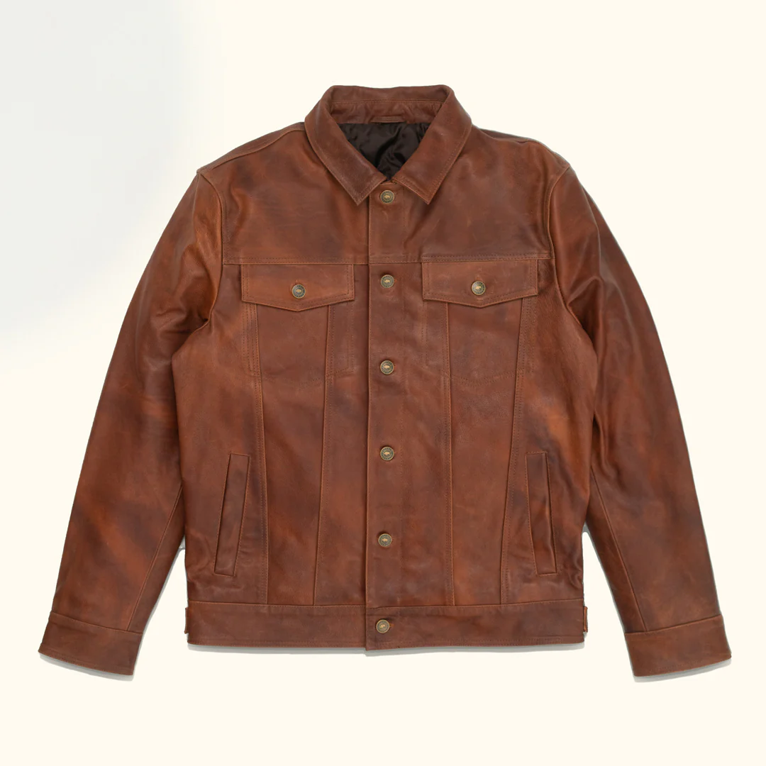 Cognac Brown Driggs Leather Jacket