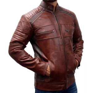 Alternative view of Distressed Cafe Racer Vintage Leather Jacket