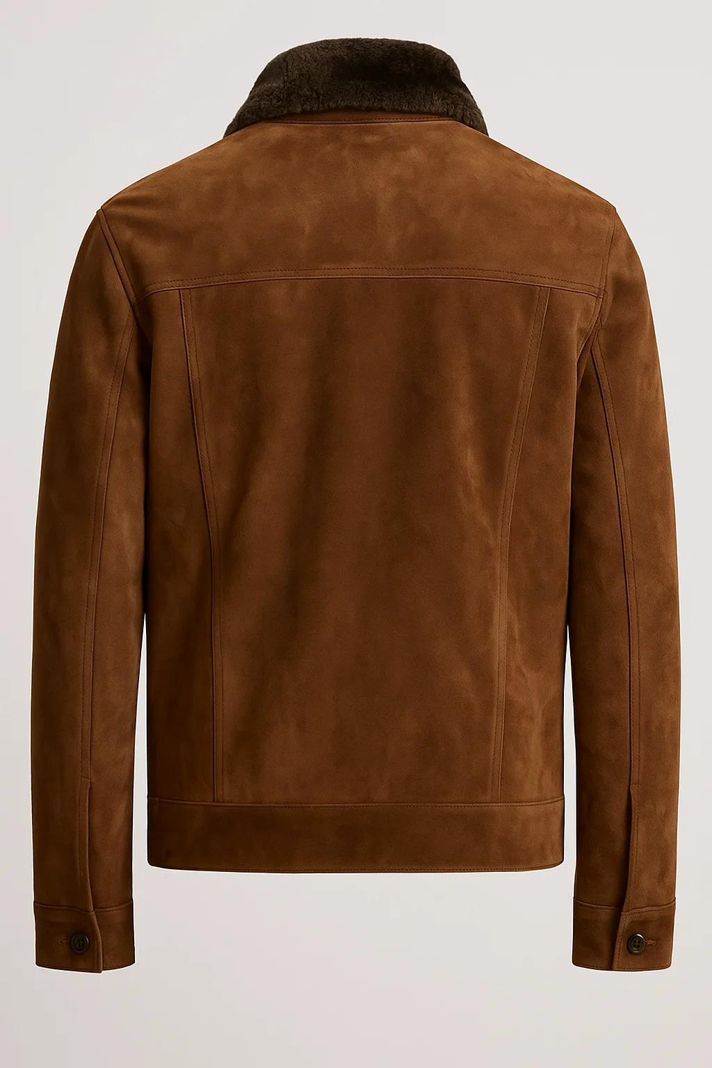 Dallis Brown Suede Shearling Trucker Jacket - Image 2