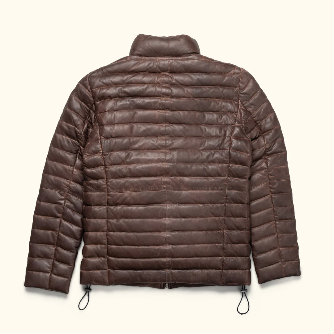 Dark Brown Bridger Leather Down Jacket - Image 2