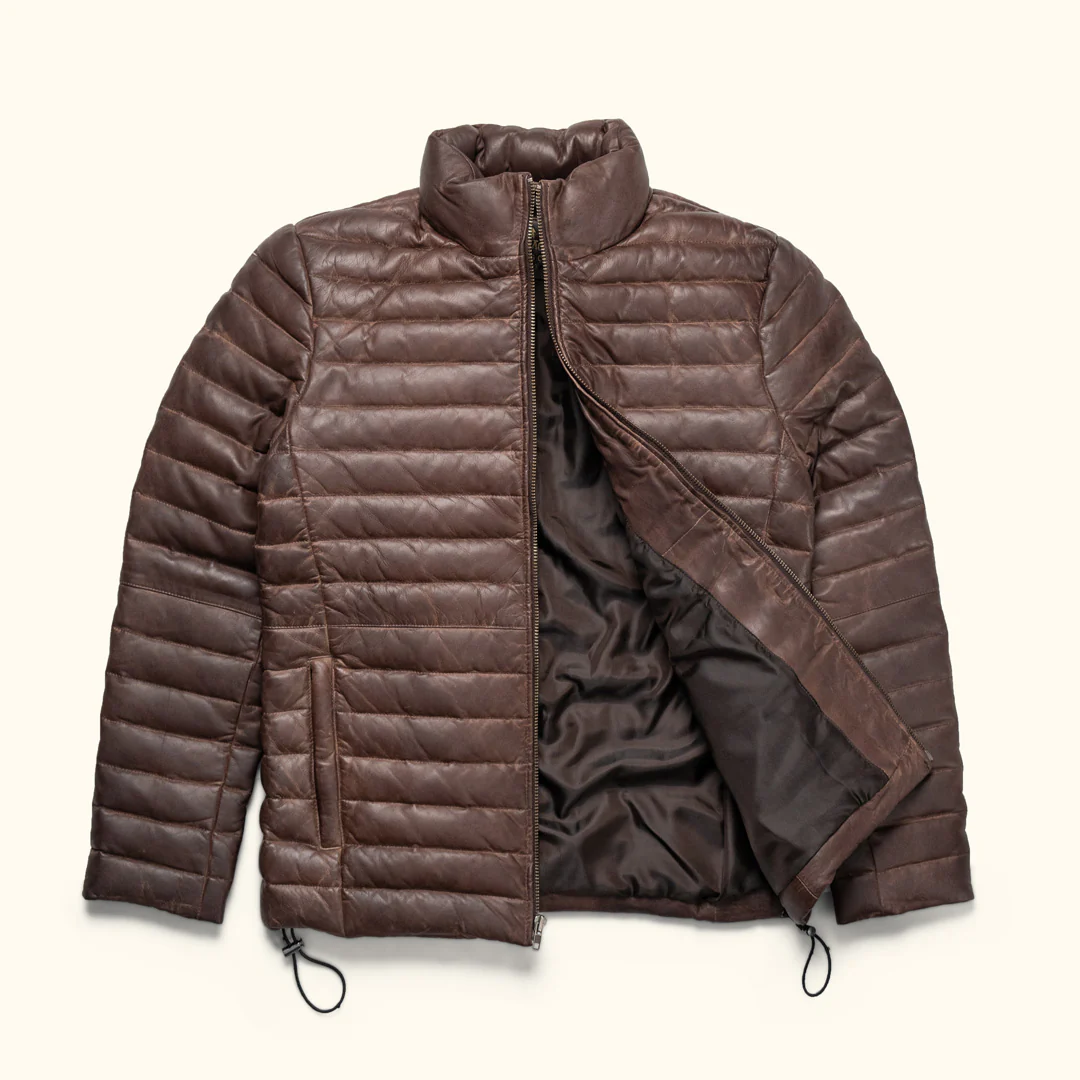 Dark Brown Bridger Leather Down Jacket