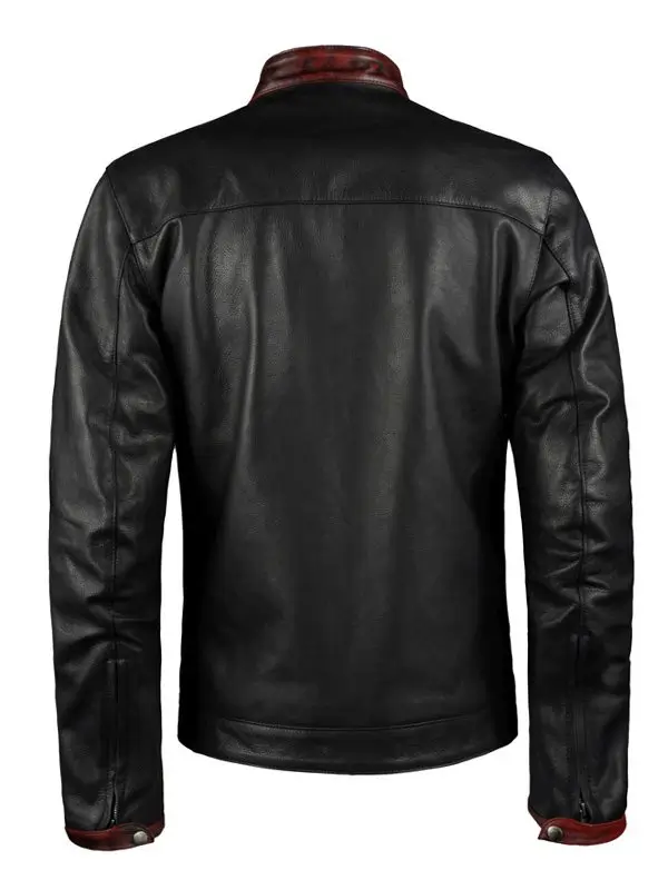 Mens Retro Black Leather Jacket - Image 2