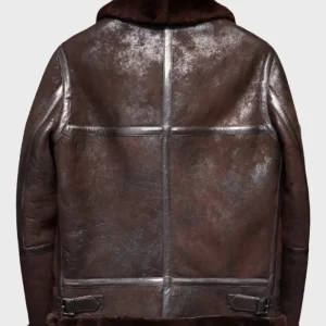 Alternative view of Distressed B3 Men Brown Leather Shearling Jacket