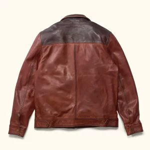 Alternative view of Distressed Brown & Chestnut New Western Elkhorn Leather Jacket