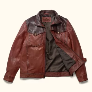 Distressed Brown & Chestnut New Western Elkhorn Leather Jacket