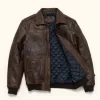 Distressed Brown Maverick Leather Bomber Jacket