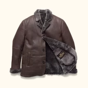 Espresso Brown New Big Sky Shearling Leather Blazer