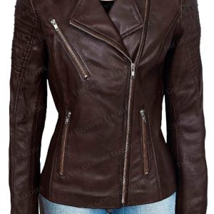 Alternative view of Women Brown Motorcycle Jacket
