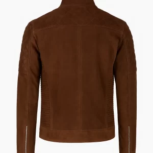 Alternative view of Fernando Quilted Brown Suede Biker Jacket