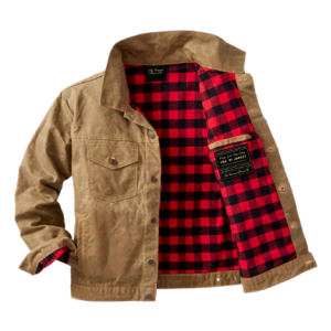 Alternative view of Flannel Field Tan lined Waxed Jacket