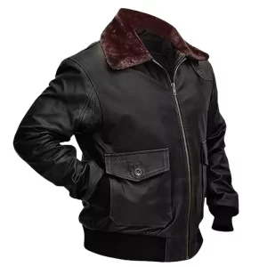 Alternative view of Mens G-1 Flight Distressed Black Aviator Jacket