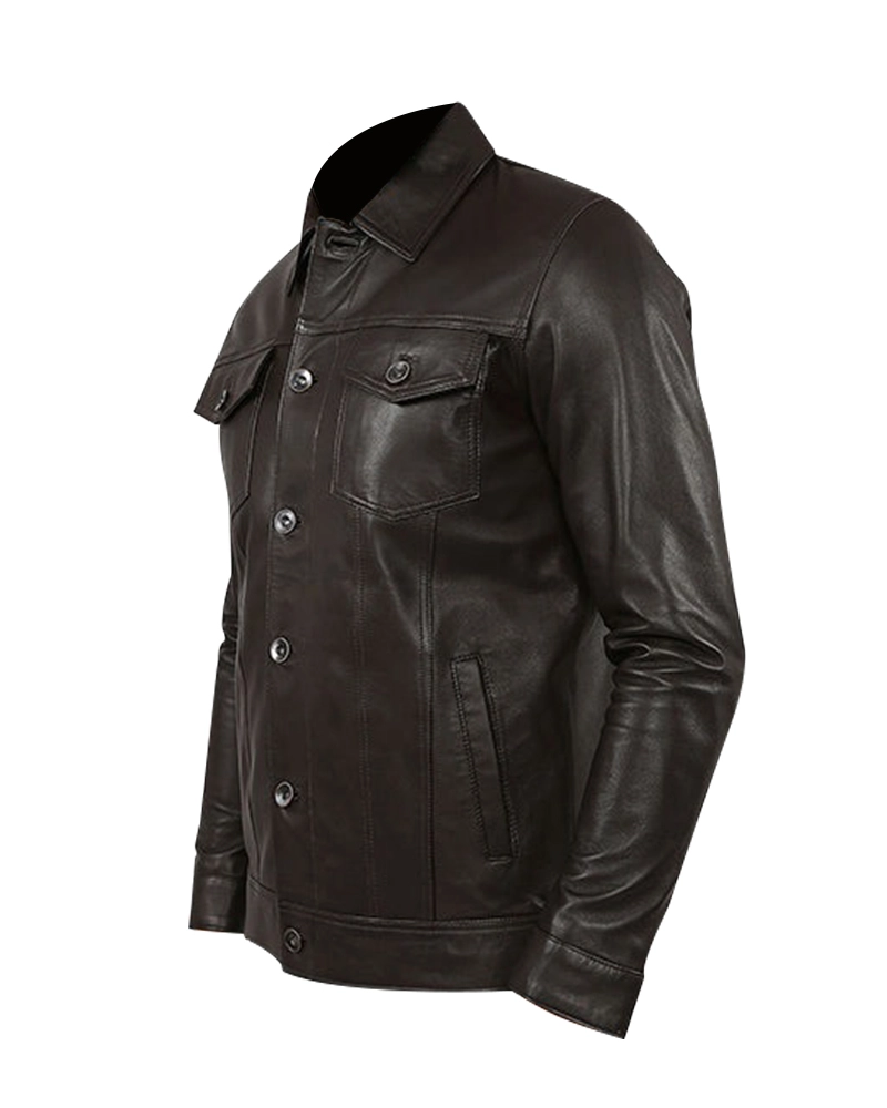 Genuine Leather Black Jacket For Men - Image 2