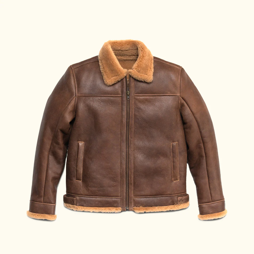 Grizzly Brown Sale Shearling Leather Bomber Jacket