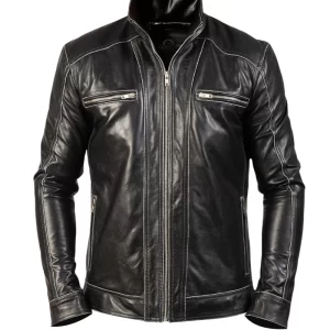 Men Hudson Black Biker Jacket