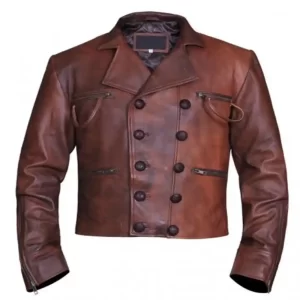 Men's Distressed Brown Leather Scooter Jacket
