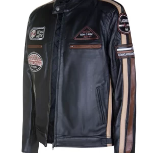 Alternative view of Men's Black Lambskin Style Racer Jacket