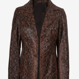 Kathryn Womens Snake Pattern Brown Leather Blazer