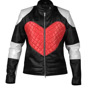 Ladies Red Heart Leather Jacket