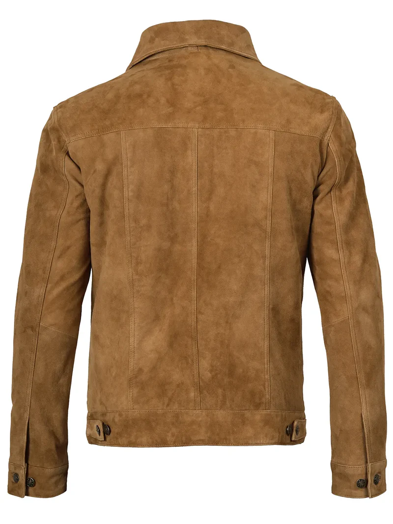 Logan Light Brown Trucker Suede Jacket - Image 4