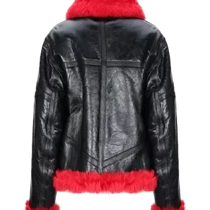 Alternative view of Women Red Faux Fur Aviator Jacket