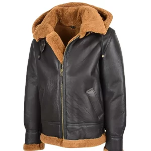 Alternative view of Men Brown B3 Edwardo Ginger Bomber Jacket with Hood