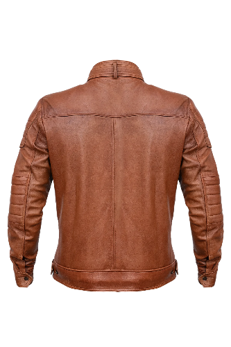 Mens Biker Brown Leather Jacket - Image 4