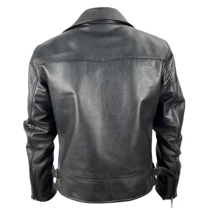 Alternative view of Men Black Leather Harrington Jacket