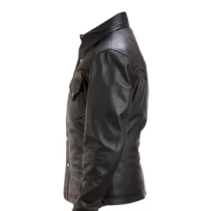 Alternative view of Black Mens Leather Shirt