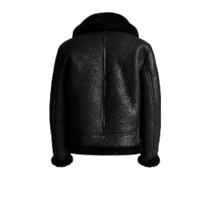 Alternative view of Mens Black Shearling Fur Bomber Jacket
