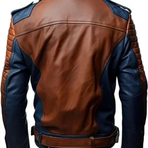 Alternative view of Mens Blue and Brown Leather Jacket