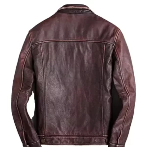 Alternative view of Men’s Brown Fashionable Leather Racer Jacket