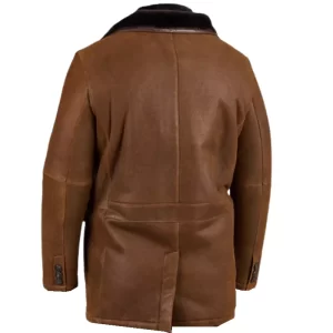Alternative view of Brown Fur Double Shearling Genuine Leather Coat