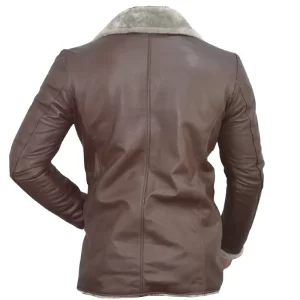 Alternative view of Men's Brown Fur Slim Fit Leather Blazer Jacket