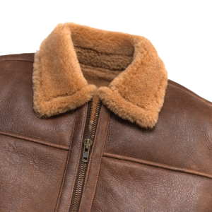Alternative view of Men's Brown Shearling Leather Bomber Jacket