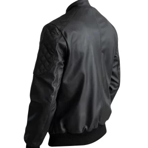 Alternative view of Casual Black Leather Bomber Jacket