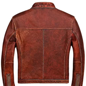 Alternative view of Mens Classic Casual Vintage Biker Leather Jacket