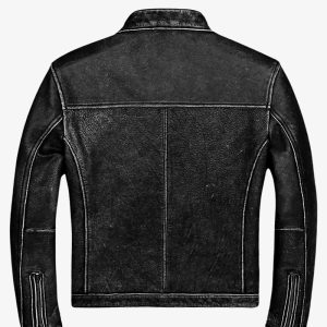 Alternative view of Mens Classic Casual Vintage Black Biker Jacket