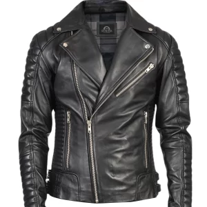 Men Cross Brando Leather Jacket