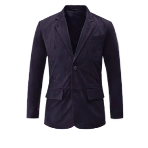 Men Dark Slate Purple Suede Leather Blazer