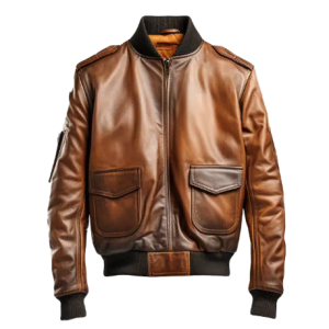 Men Distressed Brown Bomber Leather Jacket