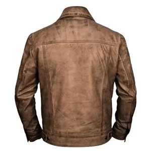 Alternative view of Men Distressed Leather Trucker Vintage Jacket
