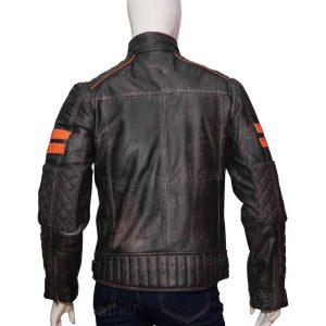 Alternative view of Men Distressed Retro Orange Striped Jacket