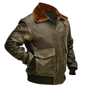 Alternative view of Mens G-1 Flight Distressed Brown Aviator Jacket