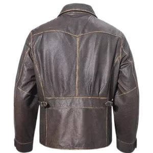 Alternative view of Men's Genuine Leather Casual Jacket with Adjustable Belt Strap