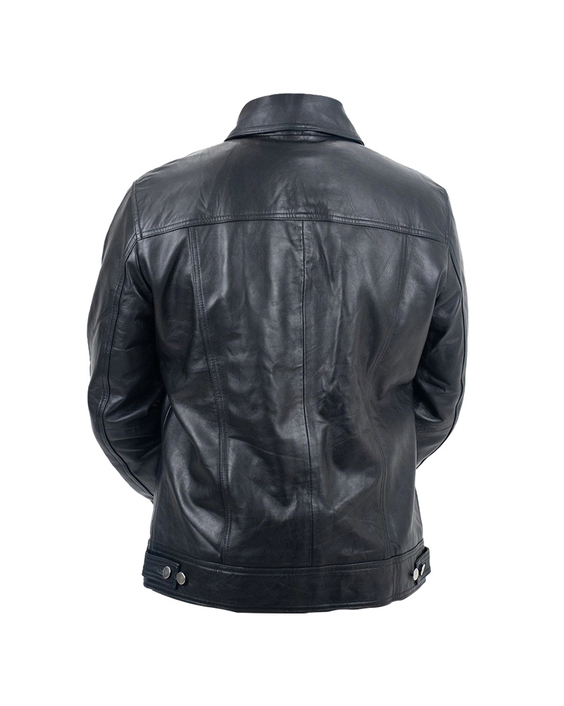 Mens Genuine Leather Trucker Jacket - Image 2