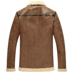 Alternative view of Men's Leather Aviator Motorcycle Bomber Shearling Jacket