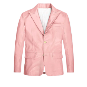 Men Light Pink Leather Blazer