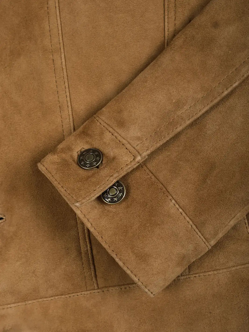 Logan Light Brown Trucker Suede Jacket - Image 5
