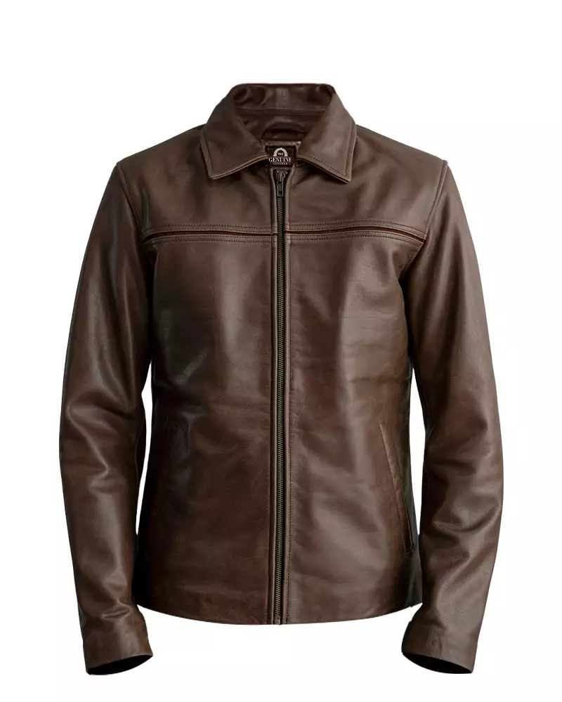 Men Mystical Pullup Brown Leather Jacket