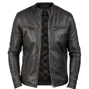 Alternative view of Men Ionic Quilted Leather Biker Jacket